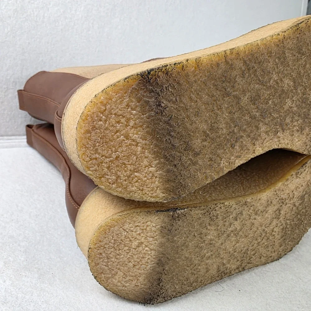 Novacas Womens 39 Vegan Chelsea Boots Brown Platform Wedge Made Portugal
